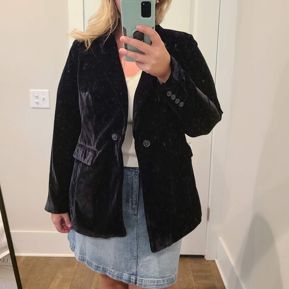 Lane Bryant Black Velvet Blazer Jacket
